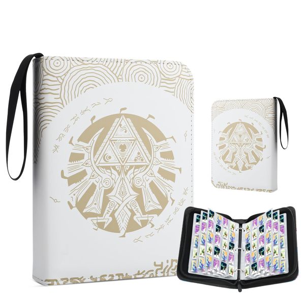 FUNDIARY Holder Binder for Zelda Tears of the Kingdom Amiibo Cards, Mini Amiibo Card Case, NFC Game Card Binder Album with Sleeves, EAV Mini Amiibo Cards Holder with Hand Straps - 300 Slots