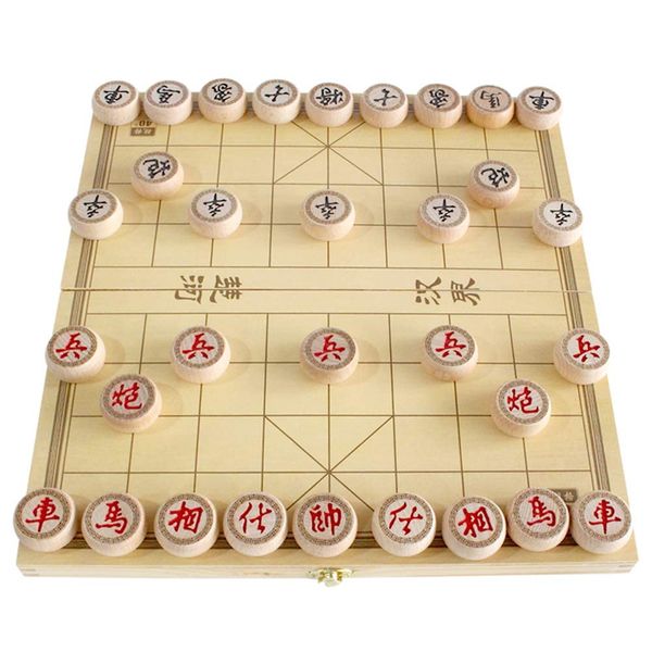 Luoyer 14 Inch Wooden Foldable Chinese Chess Xiangqi Travel Game Set with Wooden Chess Pieces Traditional Tabletop Strategy and Skill Game for Teens Adults