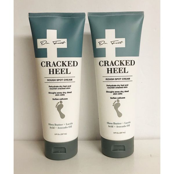 2-Pack Dr. Foot Cracked Heel Rough Spot Cream w/ Shea Butter & Avocado Oil 8 oz