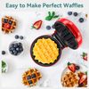 SNAILAR Mini Waffle Maker, 550W Waffle Iron, Ready Indicator Light, Non Stick Coating, Cool Touch Handle, Compact Size, Red