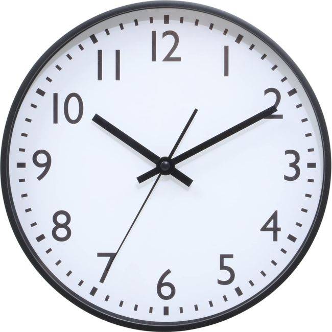 Fuji Boeki 37858 Wall Clock, Width 9.8 x Depth 1.6 x Height 9.8 inches (25 x 4 x 25 cm), Black, Silent, Continuous Second Hand, Simple, Small