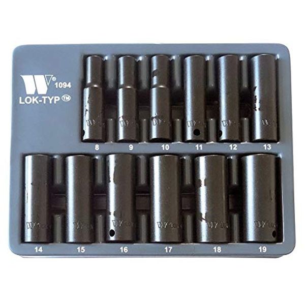 Werkzueg LOK-TYP Socket Set 3/8" Deep Impact, Normal to 85% Rounded, 8-19 mm Pro Range 1094