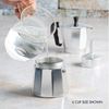 6 Cup Silver Stovetop Espresso Maker Durable Cast Aluminum Coffee Maker