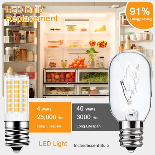 Megereet KEI D28K KEL2812 Refrigerator Bulb 4W KEI D28M KEL 2815 KEID28A KEL2811 Freezer Bulb LED Light Bulb for Home Improvement Replacement for Frigidaire Mini Fridge E17 Base (2PCS)