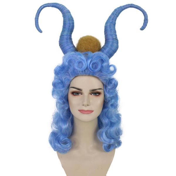 Wigs2you H-5717 Unisex Drag Lace Maleficent Blue Horn Diva Wig