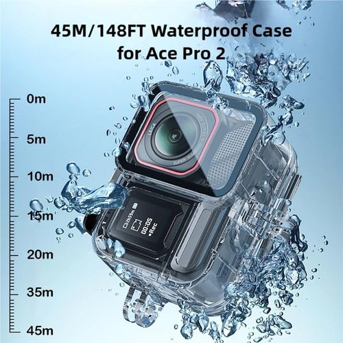 KETOPKIN Horizontal and Vertical Shooting Dive Case for Insta360 Ace Pro 2 Camera,Underwater 45M/148FT Waterproof Case with Quick Release Mount