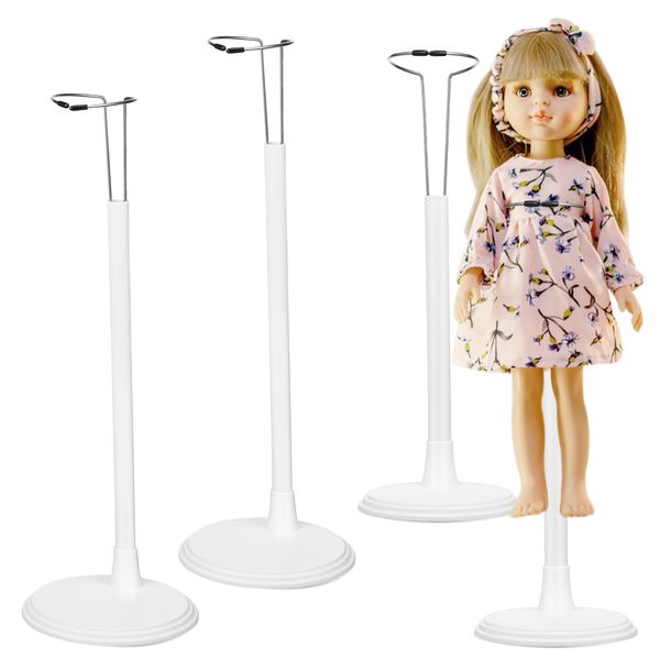 Toyvian 18 inches Doll Stands 4Pcs Adjustable Doll Display Stands Doll Support Stand Action Figure Stand Doll Bracket White Rack Organizers Dolls Accessories for Size 13inches - 18inches American Doll