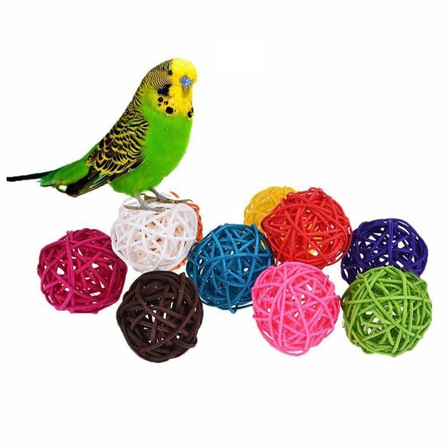 Samcos Parakeet, Mini Munche Ball, 1.2 inches (3 cm) Size, Pet Toy, Parakeet, Parrot, Hamster, Set of 10 (Colorful), Random Color