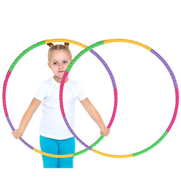 UQTUKO Hula Hoop Reifen Kinder, 2 Stück Bunter Kinder Hula Hoop 8 Abschnitte Abnehmbar und einstellbar Hoola-Reifen für Jungen und Mädchen perfekt für Tanz, Fitness-Aktivitäten