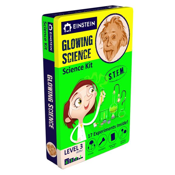 Einstein’s Glow in Dark Science Kit for Kids. STEM for Boys & Girls Aged 8 and Above. 18 Exciting Experiments Inside. Detailed Picture Guide Included.