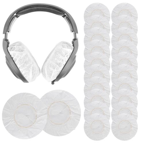 Tvoip 100Pcs White Non-Woven Sanitary Headphone Ear Cover, Disposable Super Stretch Covers Washable, for Most On Ear Headphones Earpads (11 cm/ 4.33 Inch)
