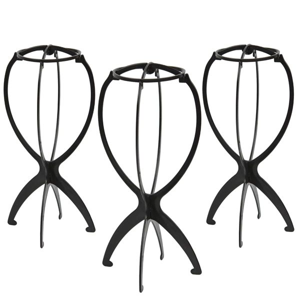 YTBYT 3 Pack Wig Stands for Wigs 14.2 Inch Wig Holder Portable Travel Dryer Wig Head Stand (Black)