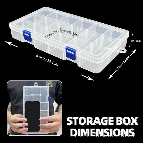 Qualsen Storage Boxes with18 Grids Compartments Divider Bead Storage Box Organiser with Lid for Beads Earring Fishing Hook Small Accessories(4PCS)