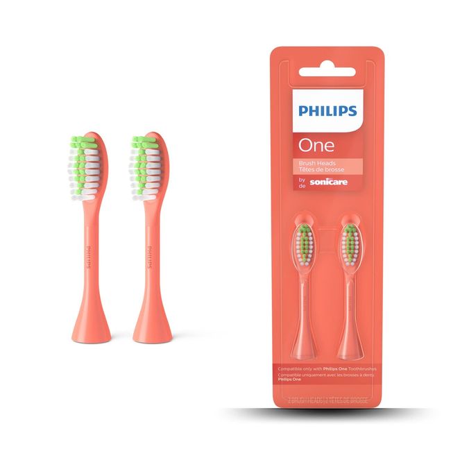 Philips One Bürstenköpfe für die elektrische Zahnbürste, Zweierpack, (Modell: BH1022/01), Orange