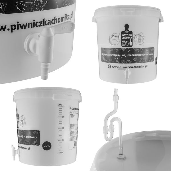 30L Fermentation Bucket with tap,airlock,Bung and airtight lid for Home Brewing/Wine Making