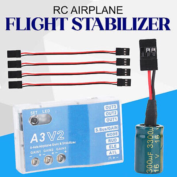 6 Axis Gyro A3V2 RC Plane Flight Stabilizer for RC plane Fixed Wing Auto Hove T4