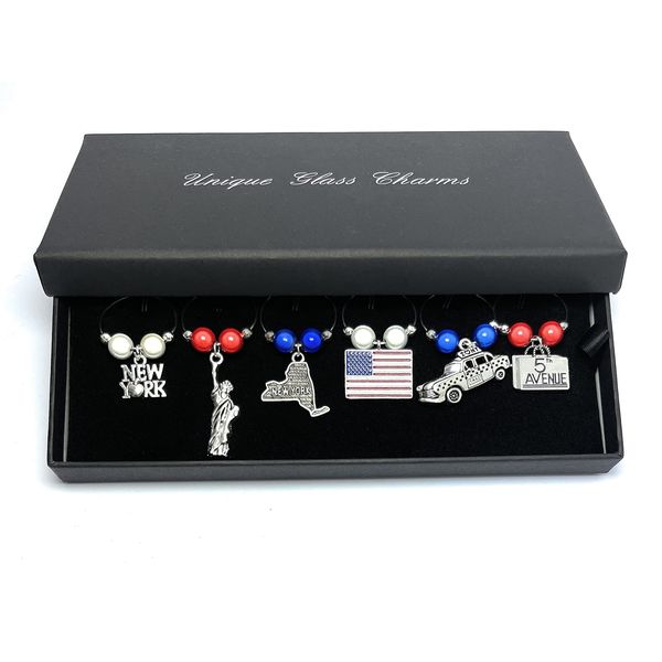 New York Design Wine Glass Charms with Gift Box