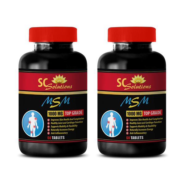 Nails Skin and Hair Vitamin - MSM (Methylsulfonylmethane) - Msm for Adults - 2 Bottles 120 Tablets