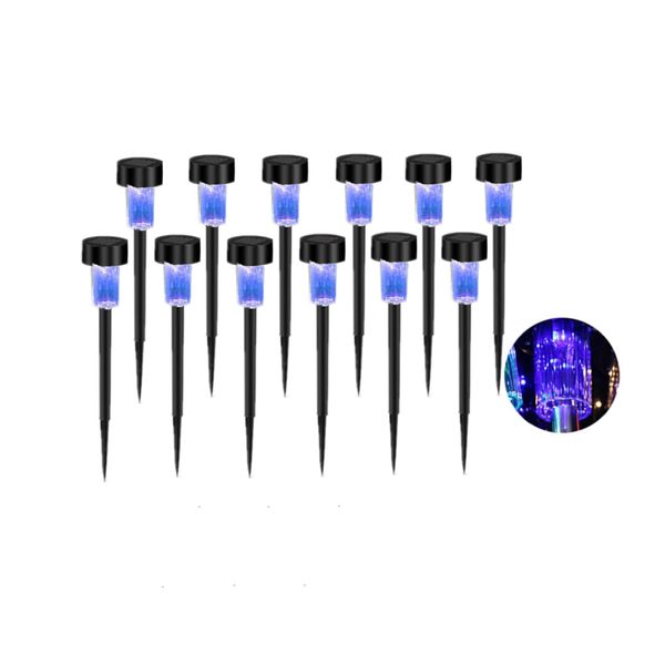 NEWOTE 12PCS Blue LED Outdoor Plastics Garden Solar Powered Landscape Light Lamp Patio Lawn Decoration Lights (Blue)