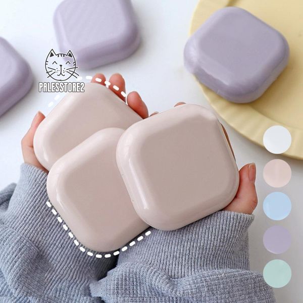 Plain contact lens case set with inner mirror