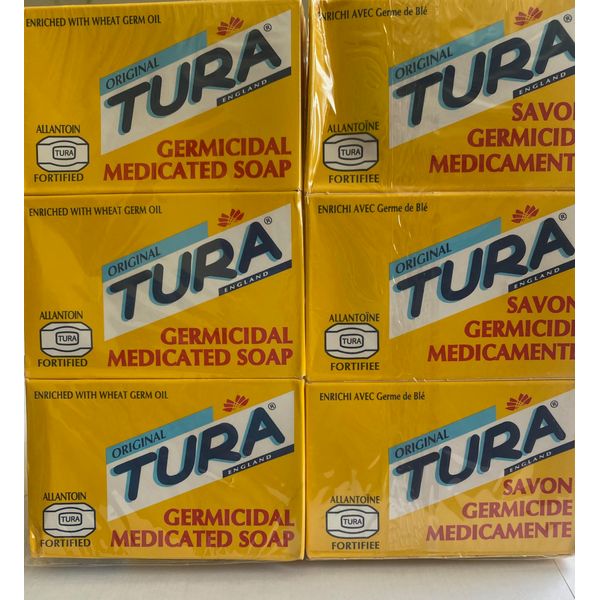 Generic Tura Original Germicidal Medicated Soap (Savon Germicide Medicamente) Enriched with Allantoin and Wheat Germ Oil Pack of 6 bars