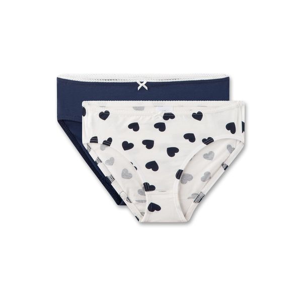 Sanetta Mädchen-Slips (Doppelpack) Off-White & dunkelblau | Hochwertige und nachhaltige Unterhose für Mädchen aus Baumwoll-Mix. Inhalt: 2er Set Unterwäsche für Mädchen 152