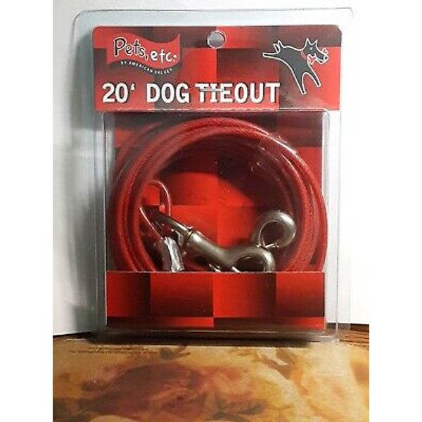 Pets Etc 20' Dog Tieout Swivel Snaps 20 foot Vinyl Coated Galvanized Steel Cable