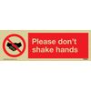 Schild mit Aufschrift „Please don't shake hands“, Kunststoff, halbstarr, goldfarben
