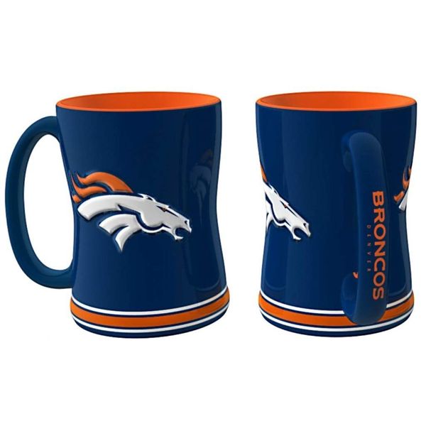 Denver Broncos 15 Ounce Sculpted Logo Relief Coffee Mug