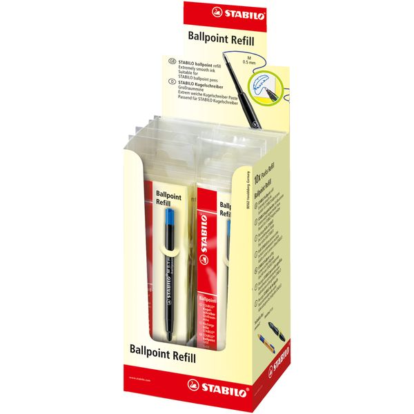 STABILO Ballpoint Pen Refill - Pack of 10 - Blue