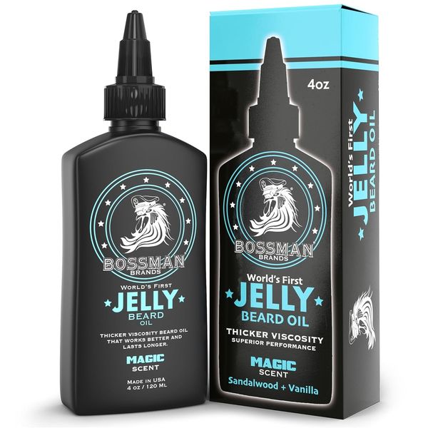 Bossman Jelly Beard Oil for Men (4 oz, Magic Scent) – Softens, Moisturizes &...