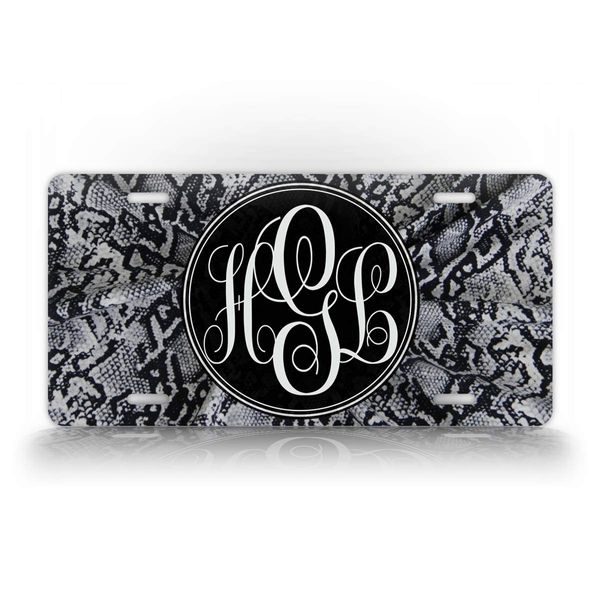 SignsAndTagsOnline Customized Grey Snakeskin Monogram License Plate