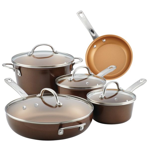 Ayesha Curry Home Collection Nonstick Cookware Pots and Pans Set, 9 Piece