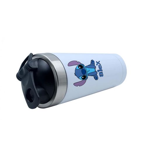 Personalised Cartoon Character Water Bottle Gift, Gift For Kids, Boy, Girl, Back To School, 500ml Aluminium Shaker Bottle for Supplement Shakes - Easy Clean, Durable Cup. (White)