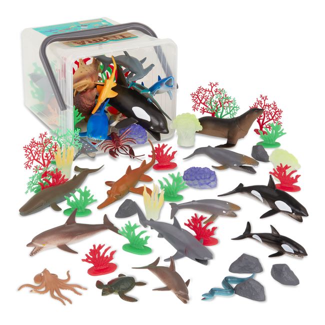 Terra by Battat – Marine World 60 pcs– Assorted Fish & Sea Creature Miniature Animal Toys for Kids 3+