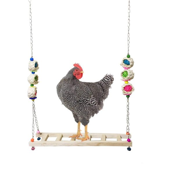 Vehomy Chicken Swing Chicken Perch Chicken Wood Ladder Stand Chicken Toy for Hens Handmade Chicken Coop Swing Toys for Chicks Rooster Hens