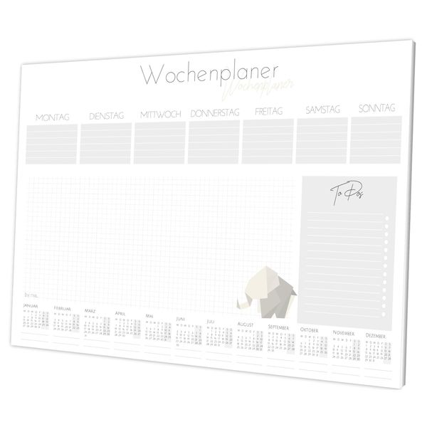 byNia® Schreibtischunterlage Papier A3, Schreibtischunterlage mit Kalender 2025, Schreibtischunterlage Block, Schreibunterlage aus Papier. Die Papier Schreibtischunterlage für Kinder und erw.