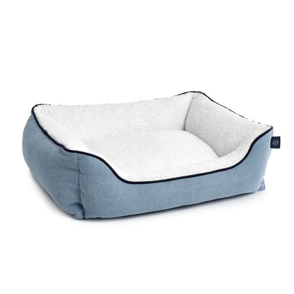 Washed Denim Cuddler Pet Bed 20" x 18", Organic Cotton Cover