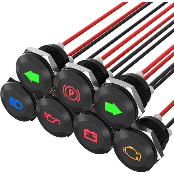 12V LED Indicator Light Small Indicator Light Waterproof 1/2" Panel Cutout 12 Vo