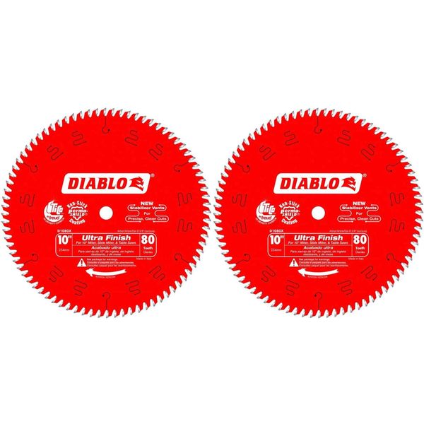 Diablo D1080X 10" 80 TPI Ultra Finish Chop/Slide Miter and Table Saw Blade