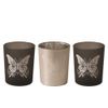 Aroma Black & Silver Butterfly 3 Tealight & Votive Holder Set