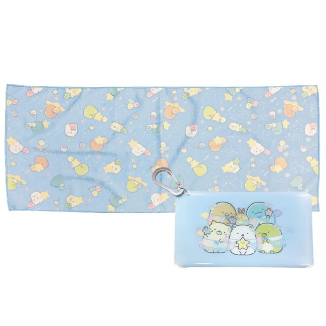 Nice and Cool Cooling Towel, Sumikko Gurashi Starry Sky Pattern, 27.6 x 11.8 inches (70 x 30 cm), With Vinyl Pouch, Cooling Towel, Kids