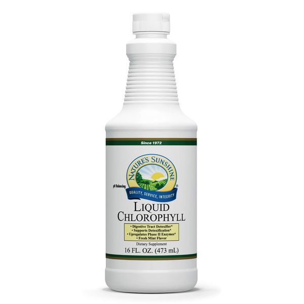 Nature's Sunshine Chlorophyll Liquid, 16 fl. oz, Kosher, Fresh Mint Chlorophyllin Assists Detoxification and Provides Intestinal, Immune, and Digestive System Support