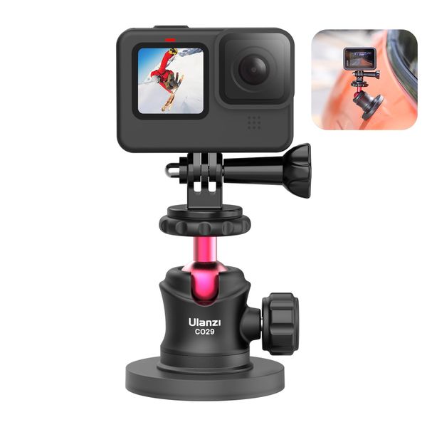 Ulanzi Digital Camera Magnetic Stand Set Ball Bed Head 360° Rotatable Super Strong Magnetic Force Vertical Load Capacity 20kg 66MM Magnetic Base for GoPro Accessories Aluminum Alloy 1/4" Screw Camera