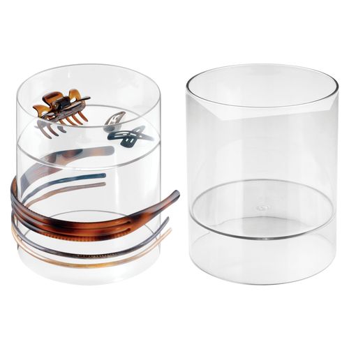 iDesign Plastic Headband and Accessory Holder for Bathroom Countertop Set of 2-Clear Vanity Organizer