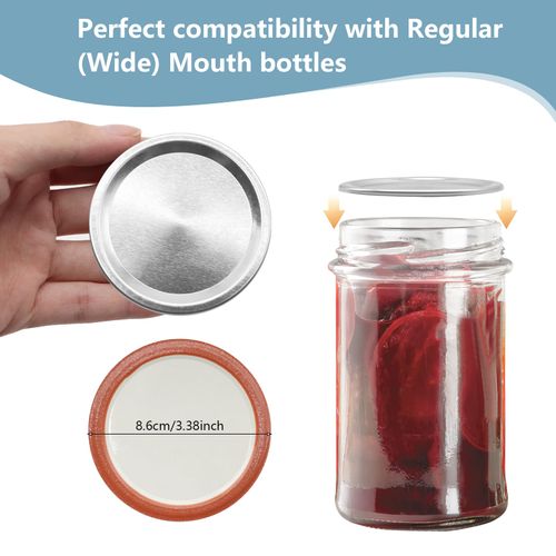 52 Pcs 86 MM/3.4 In Canning Lids Wide Mouth, Split-Type Metal Canning Jar Lids for Ball Kerr to Preserve Food with Leakproof, Food Grade Material,100% Fit & Airtight for Wide Mouth Meson Jar Lids