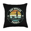 SUP Doggie Paddle Standup Paddling Dog Throw Pillow