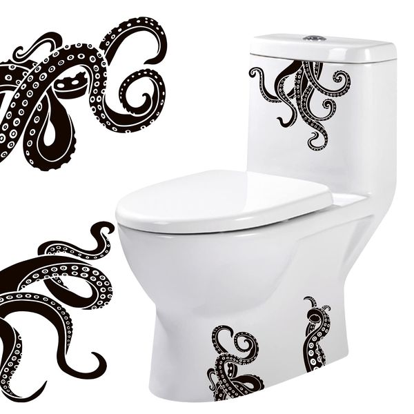 OOTSR 8 Pieces Bathroom Toilet Stickers, Octopus Tentacles Wall Art Decal, Removable Wall Stickers for Bathroom Decoration