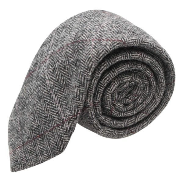 King & Priory Luxury Herringbone Pewter Grey Tie