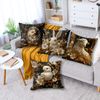 4 PC Easter Black and Gold Throw Pillow Cover Bunny Lamb Chick and Egg Designs